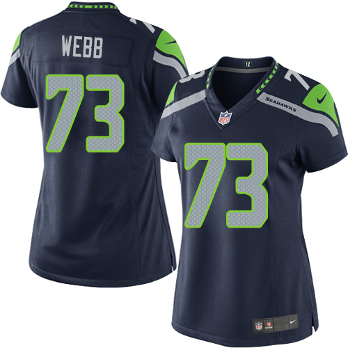 Women's Elite J'Marcus Webb Nike Jersey Navy Blue Home - #73 NFL Seattle Seahawks